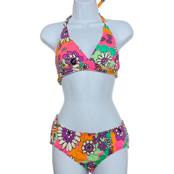Unbranded Other - Vintage‎ Swimsuit Bikini Surfer Girl Beach Blanket Bingo Flowers Retro Hippie